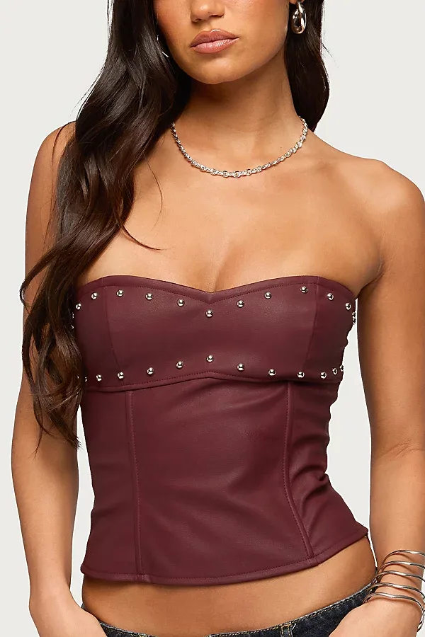 Izara Studded Faux Leather Corset by Edikted