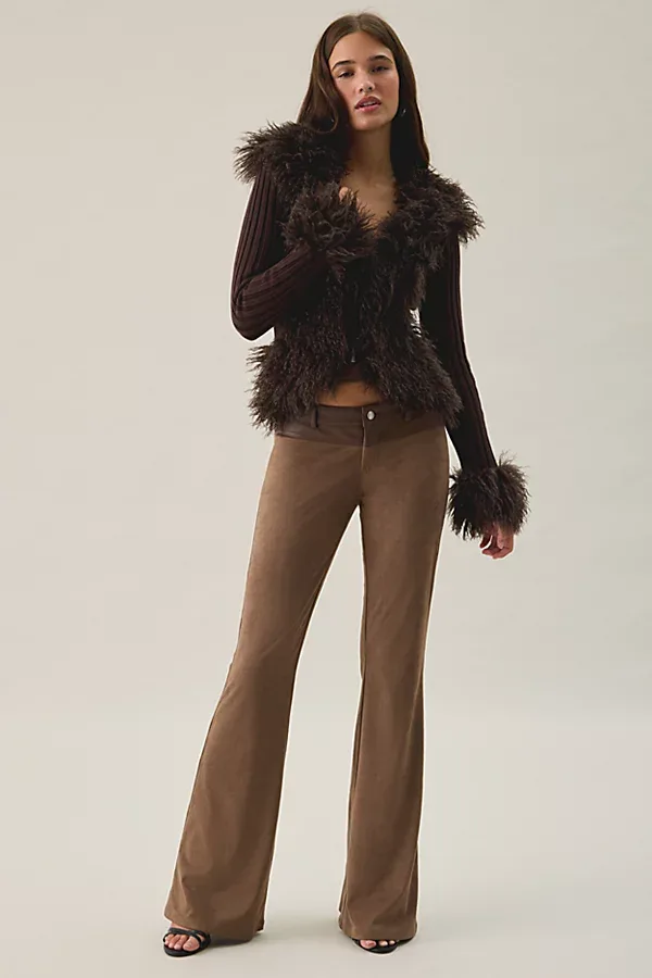 Viviane Faux Suede Low-Rise Flare Pants by I.AM.GIA