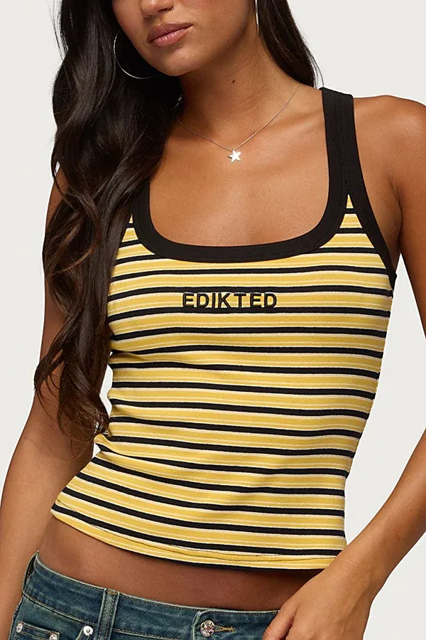 Edikted Energy Striped Ribbed Tank Top by Edikted