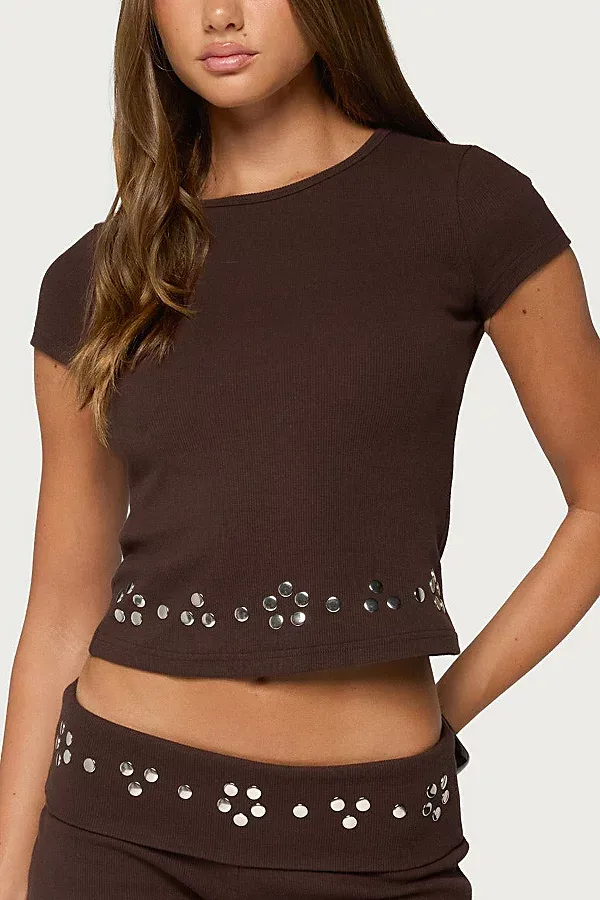 Fontey Studded Ribbed Top by Edikted