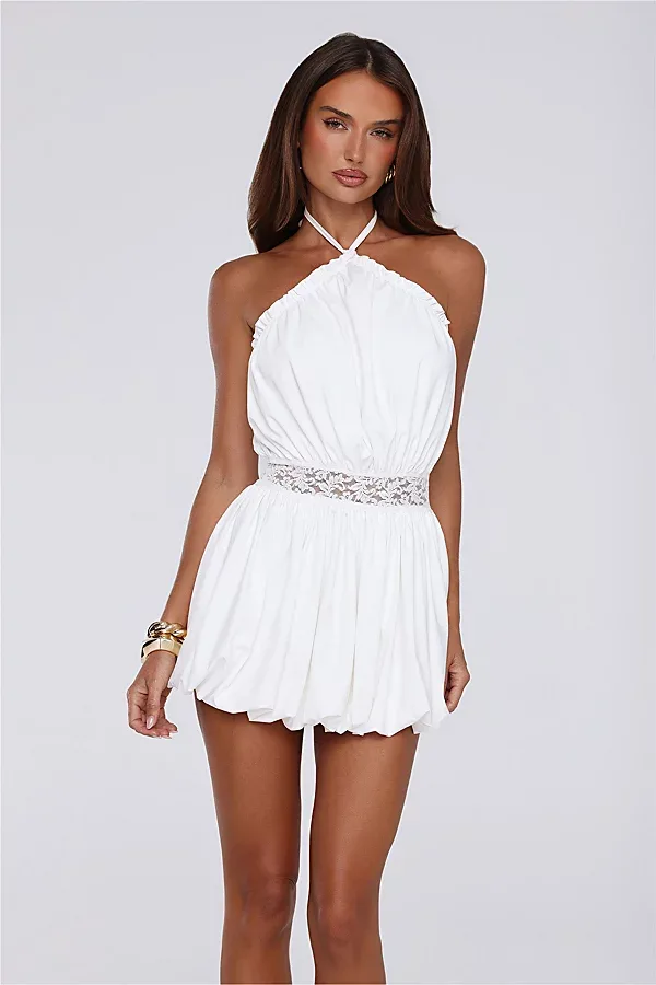 Golden Girl Hours Halter Mini Dress by Hello Molly