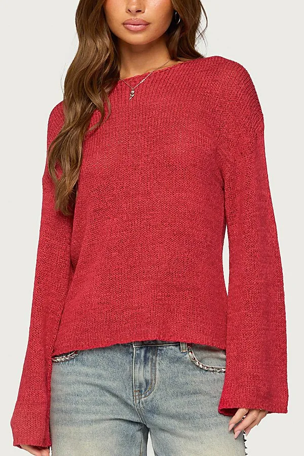 Drop Shoulder Light Knit Sweater by Edikted