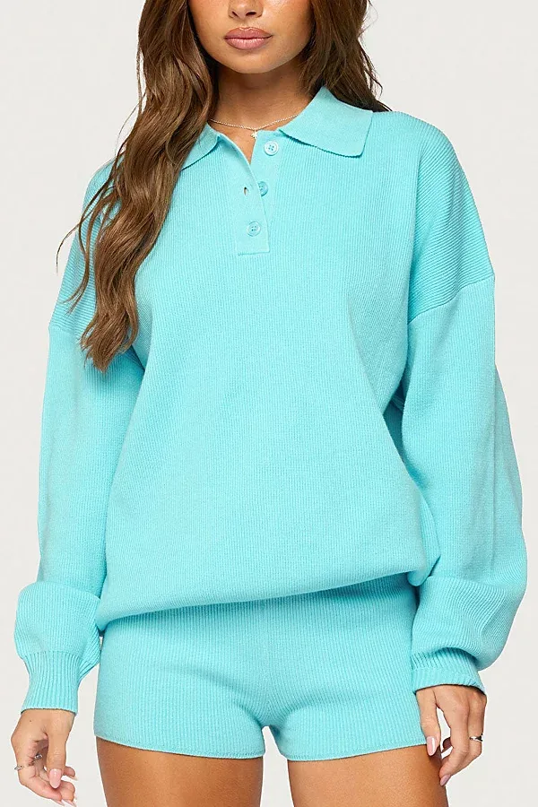 Lorie Oversized Knit Polo Sweater by Edikted
