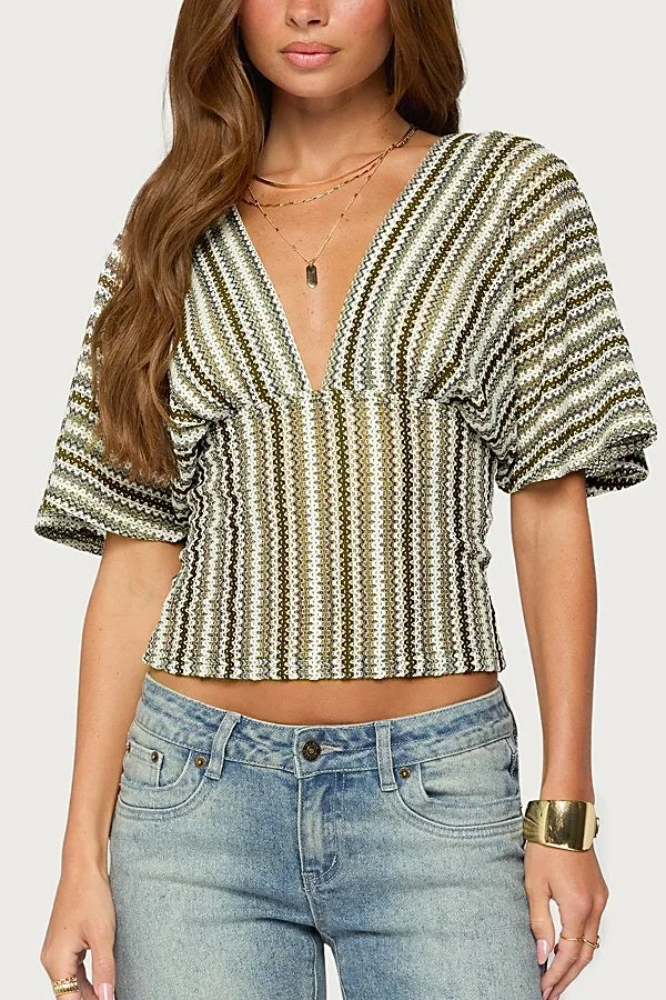 Alwyn Flutter Crochet Zigzag Top by Edikted