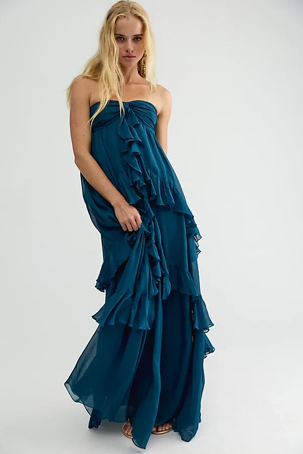 Rococo Sand Annie Strapless Ruffle Maxi Dress by Free People