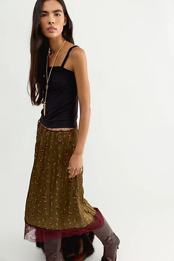 Piper Crinkle Column Midi Skirt