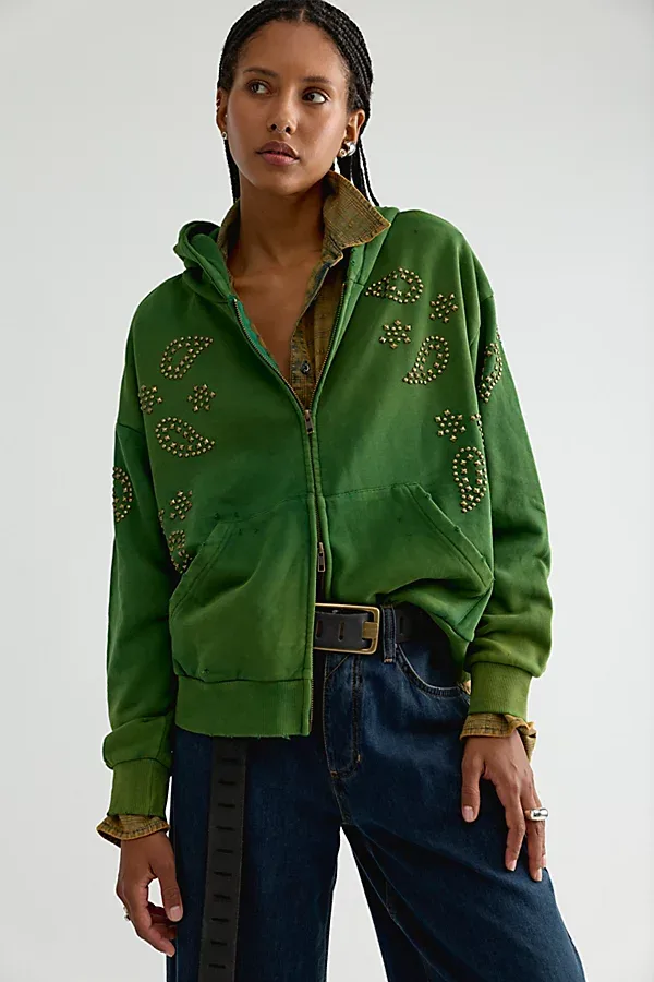 Found Paisley Studded Zip-Up by Found