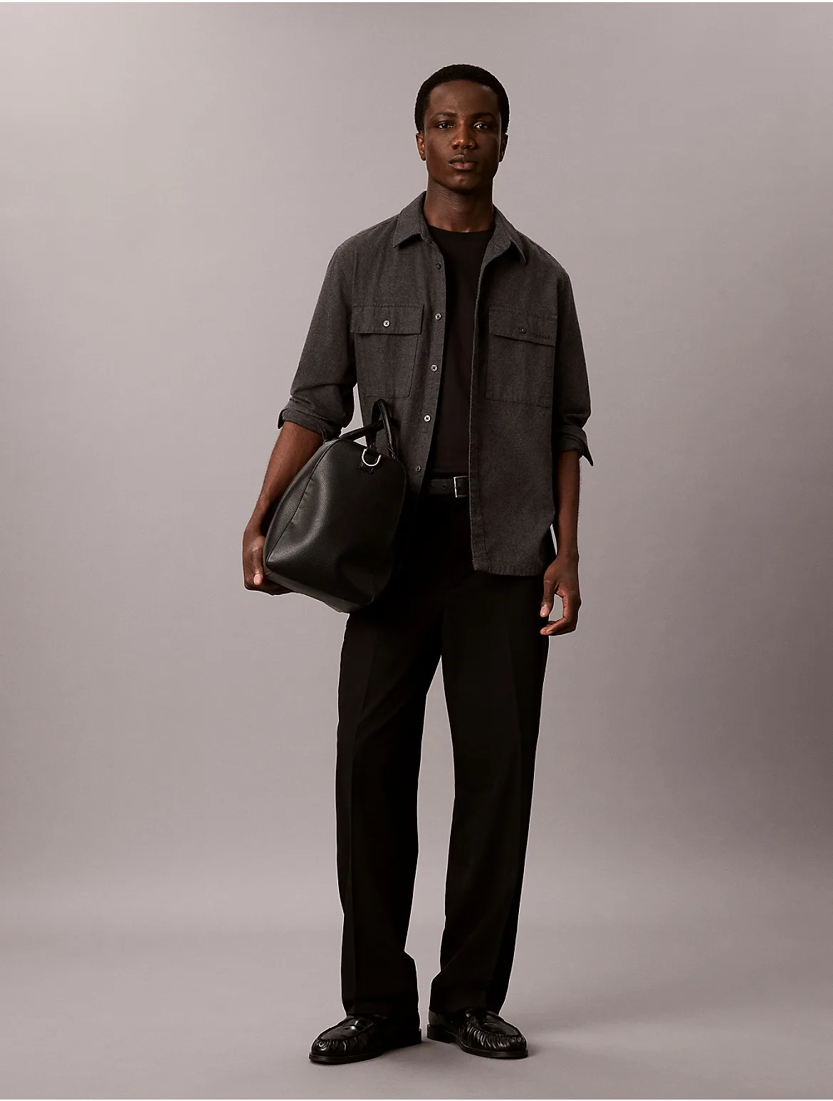 Melange Flannel Classic Button-Down Shirt by Calvin Klein