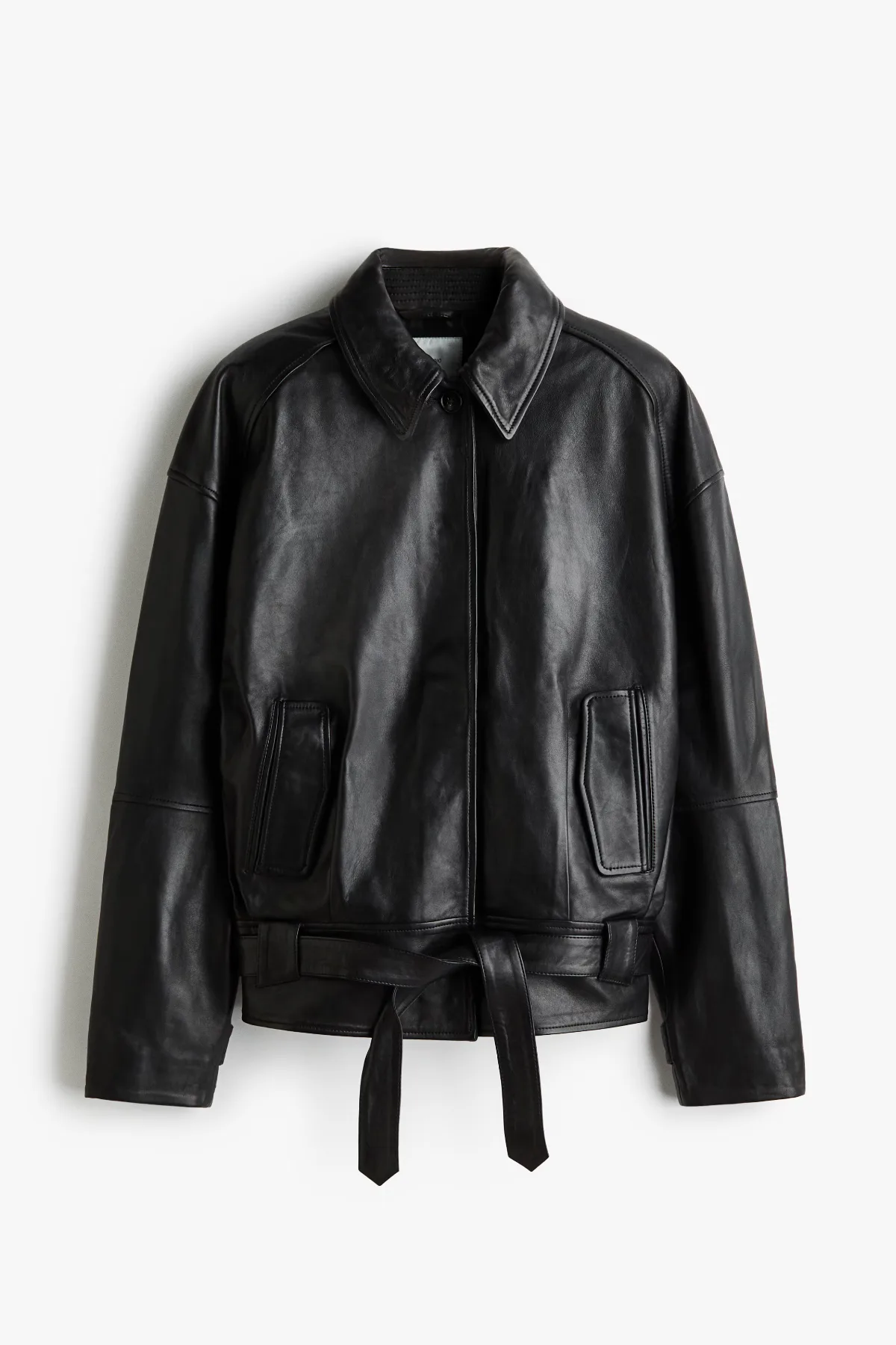Shoulder-Pad Leather Jacket