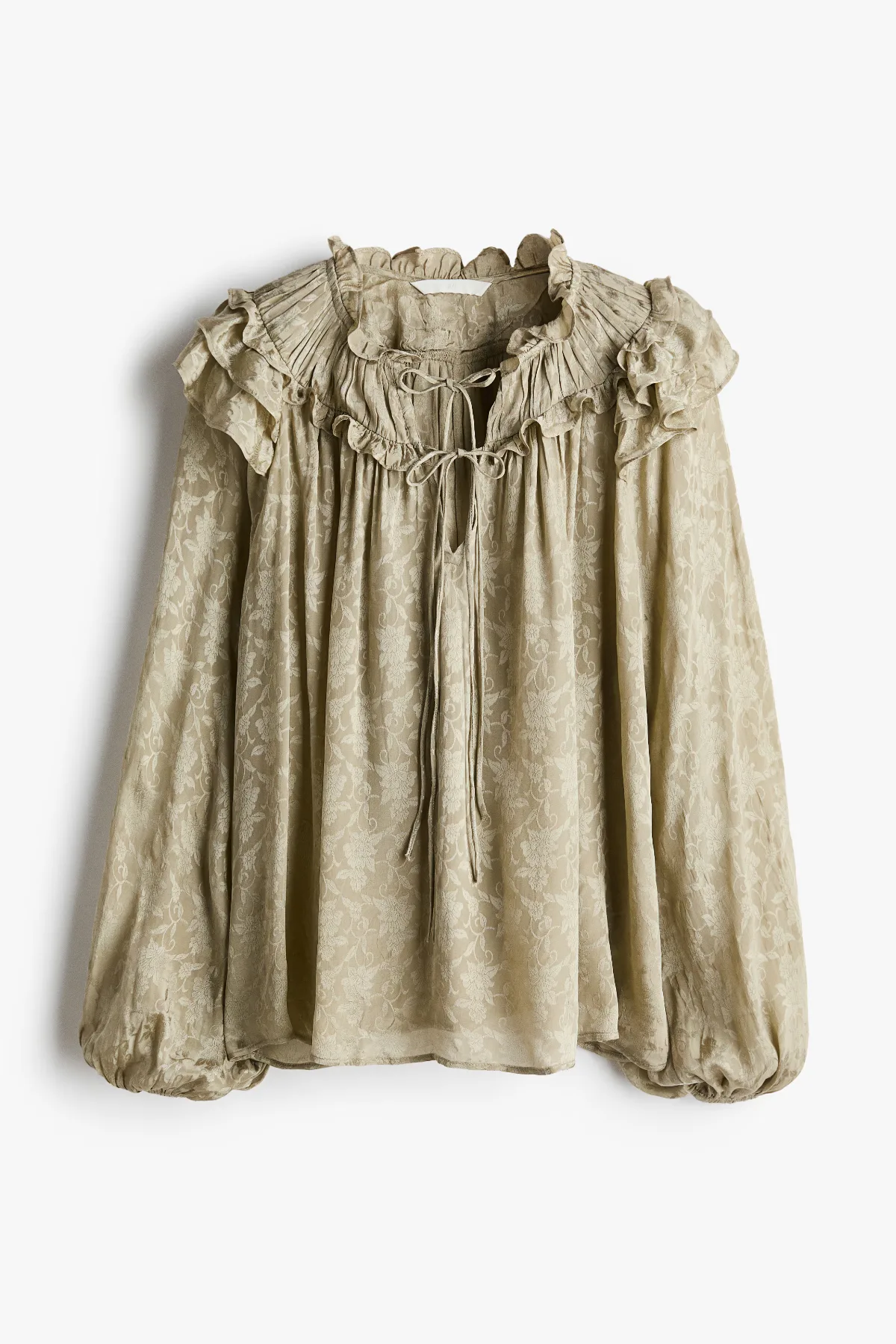 Ruffle-Trimmed Tie-Detail Blouse by H&M