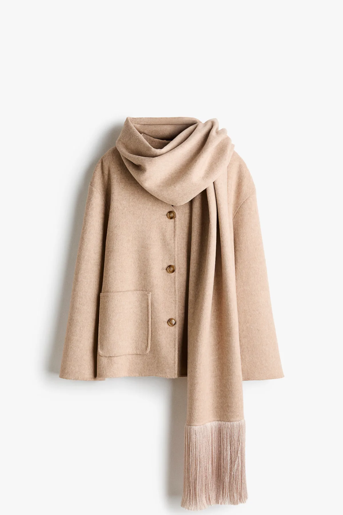 Handmade Wool-Blend Jacket with Scarf by H&M