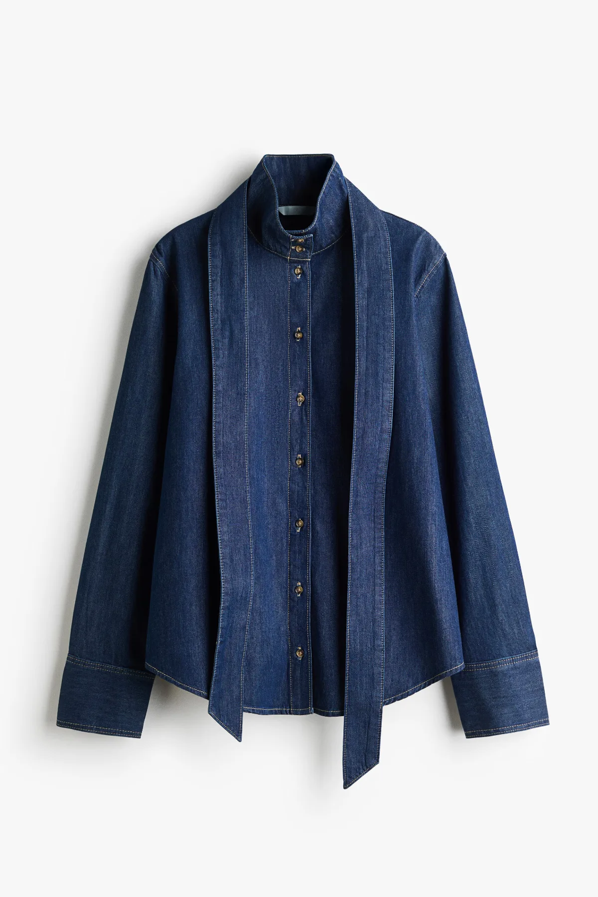 Scarf-Detail Denim Blouse by H&M