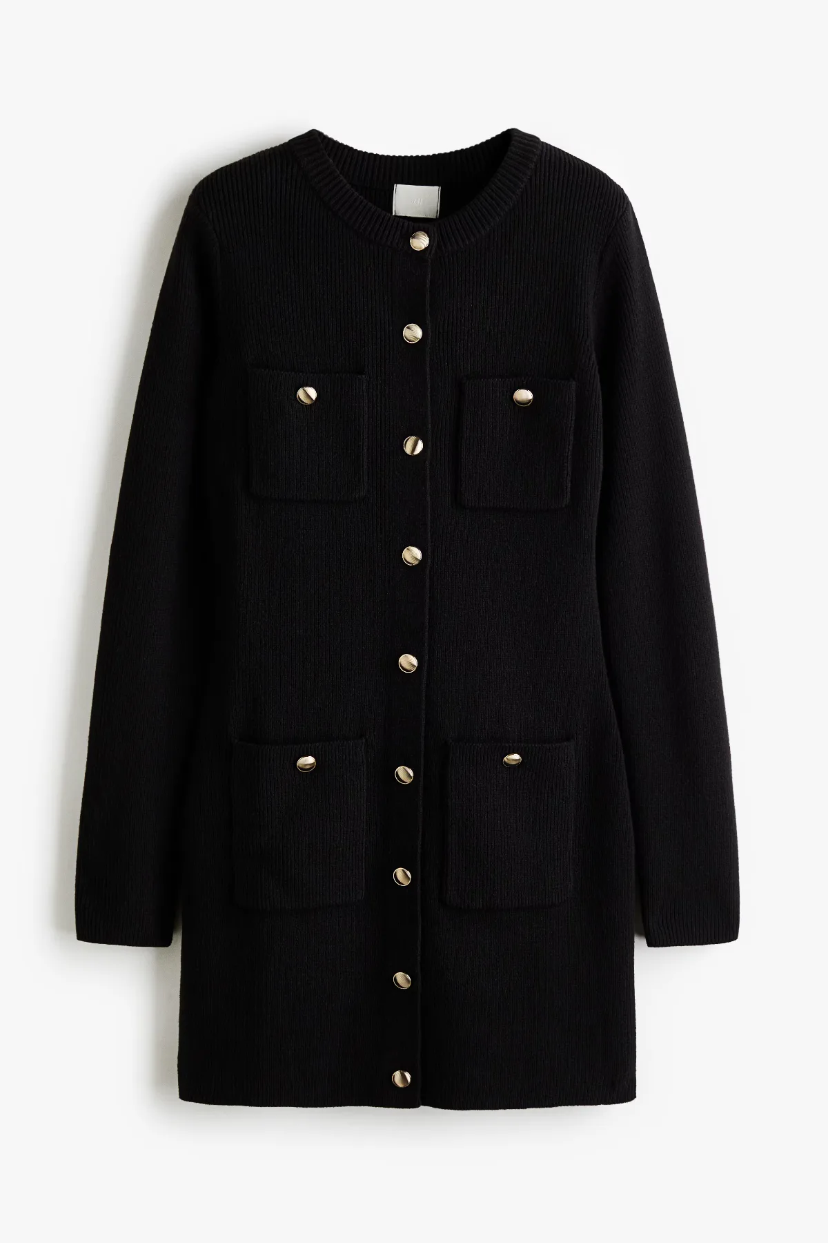 Knit Button-Front Dress by H&M