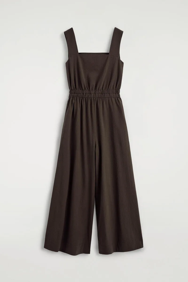 Open-Back Seersucker Wide-Leg Jumpsuit by COS