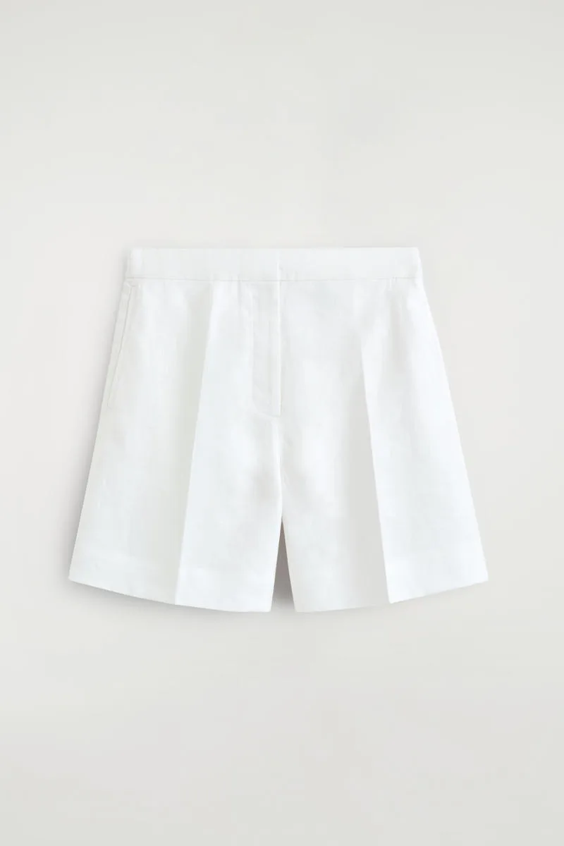 Tailored Elasticated Linen Shorts
