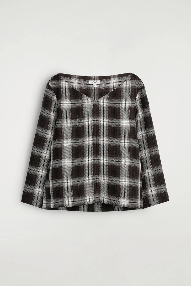 Checked V-Neck Top by COS