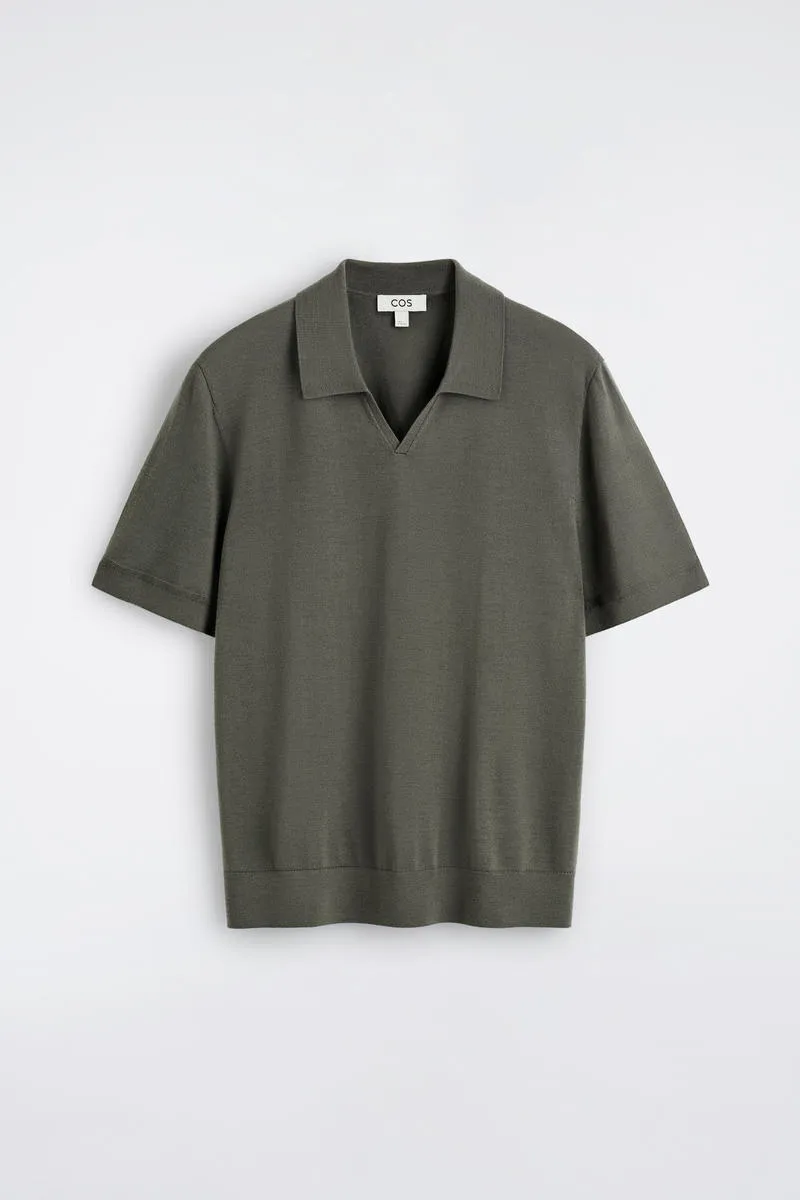 Open-Collar Merino Wool Polo Shirt by COS