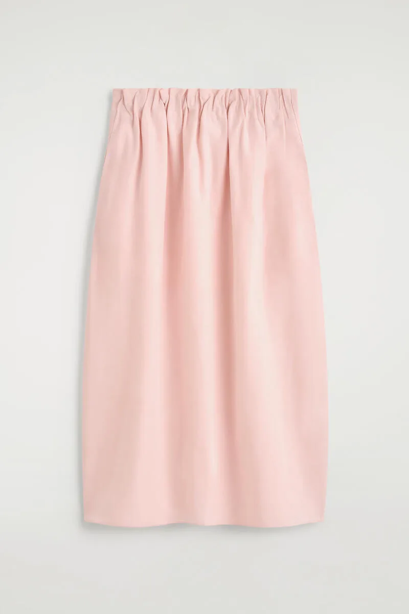 Cotton-Linen Balloon Midi Skirt