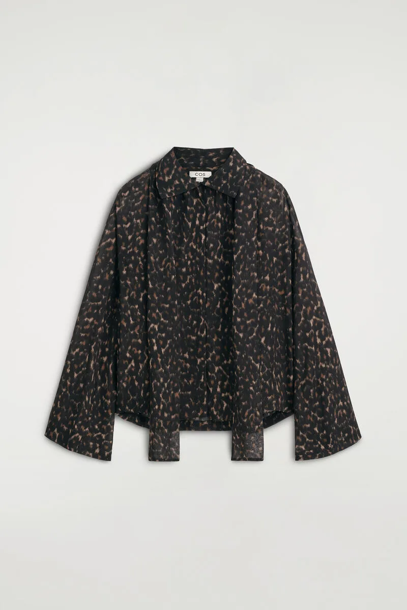 Leopard-Print Fluid Scarf-Detail Top by COS