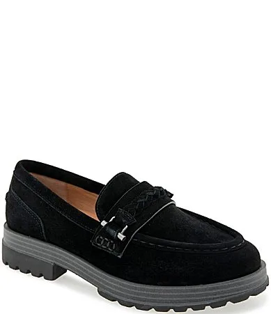 Polly Suede Braided Strap Lug Sole Loafers