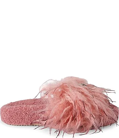 Meena Eagle Fluff Signature Logo Ornament Faux Fur Slides by Kurt Geiger