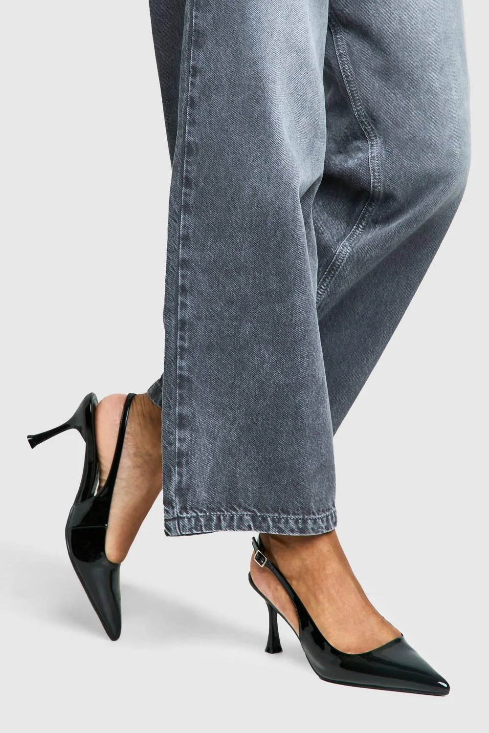 Patent Slingback Pointed Court Shoes by boohoo