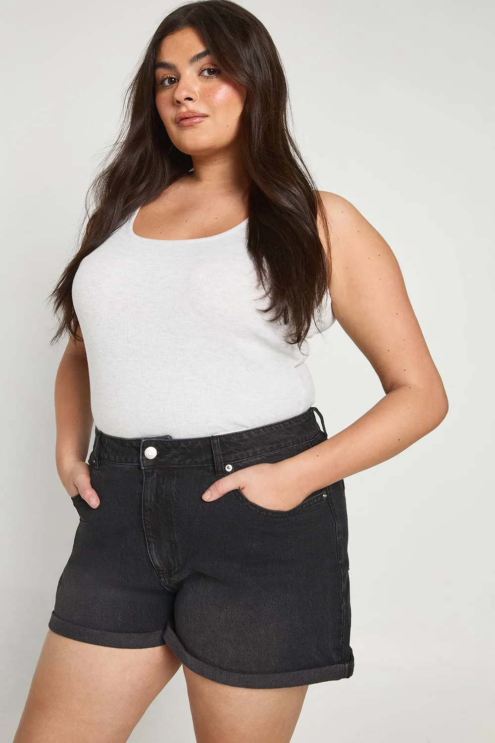 Denim Mom Short by boohoo