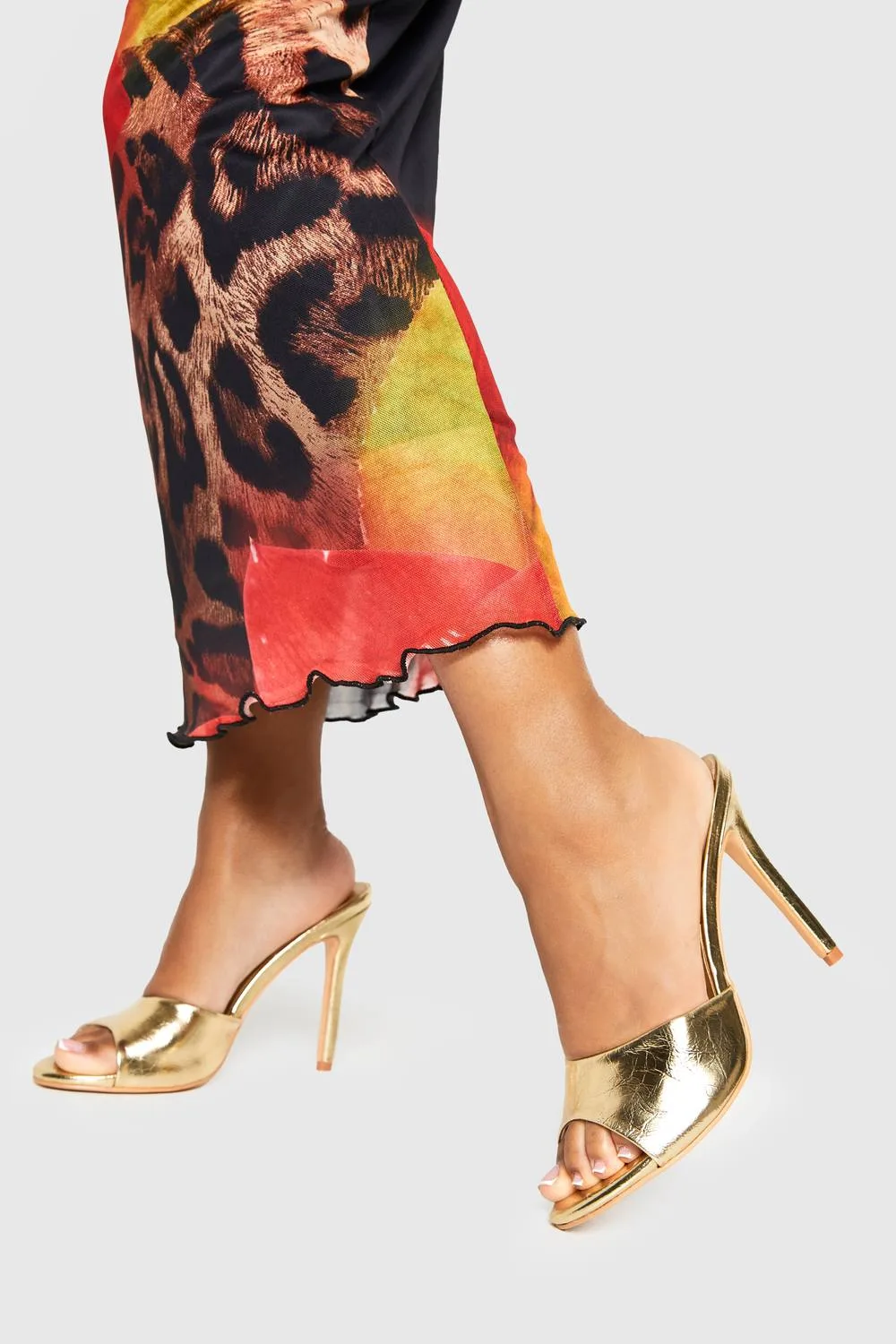 Metallic Heeled Mules by boohoo