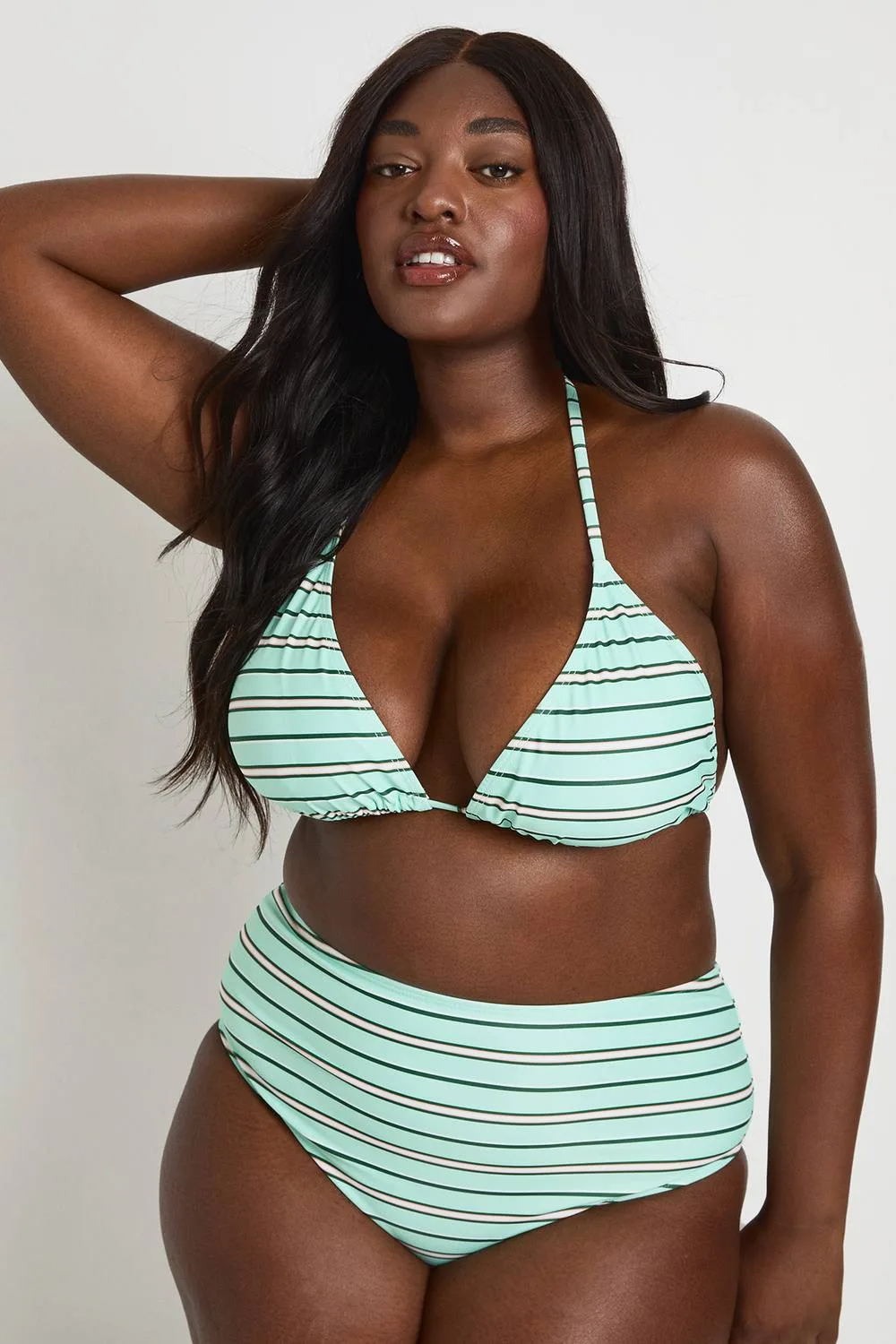 Stripe Top & High Waist Bikini