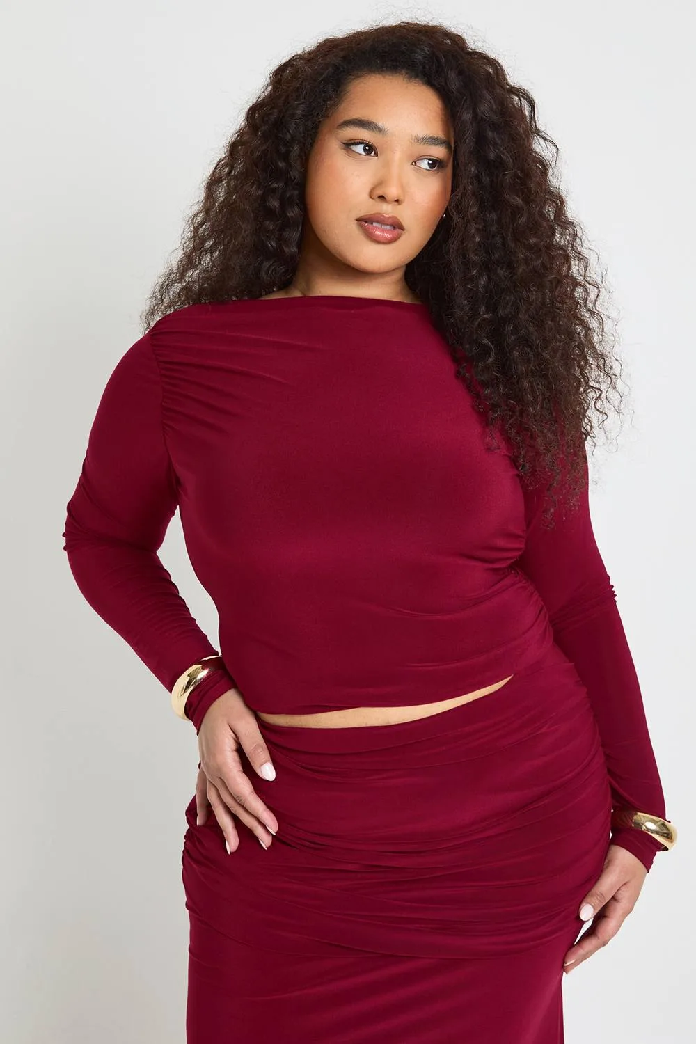 Ruched Detail Long Sleeve Top by boohoo