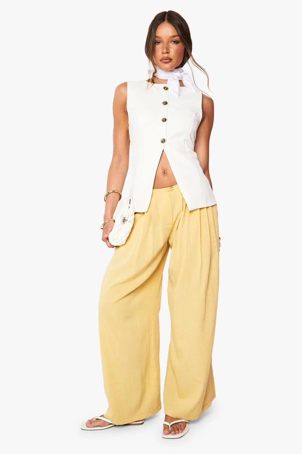 Linen Look Palazzo Trousers by boohoo