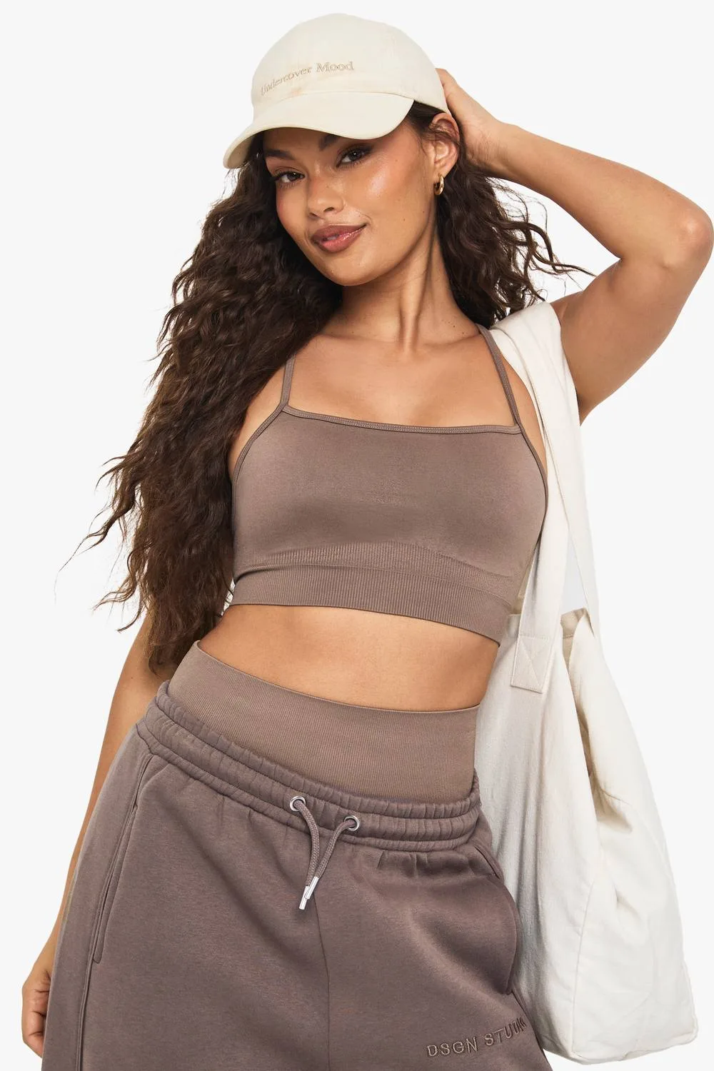 Seamless Rib Padded Light Support Sports Bra by boohoo