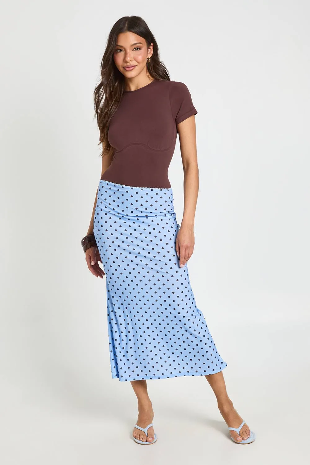 Polka Midi Skirt by boohoo