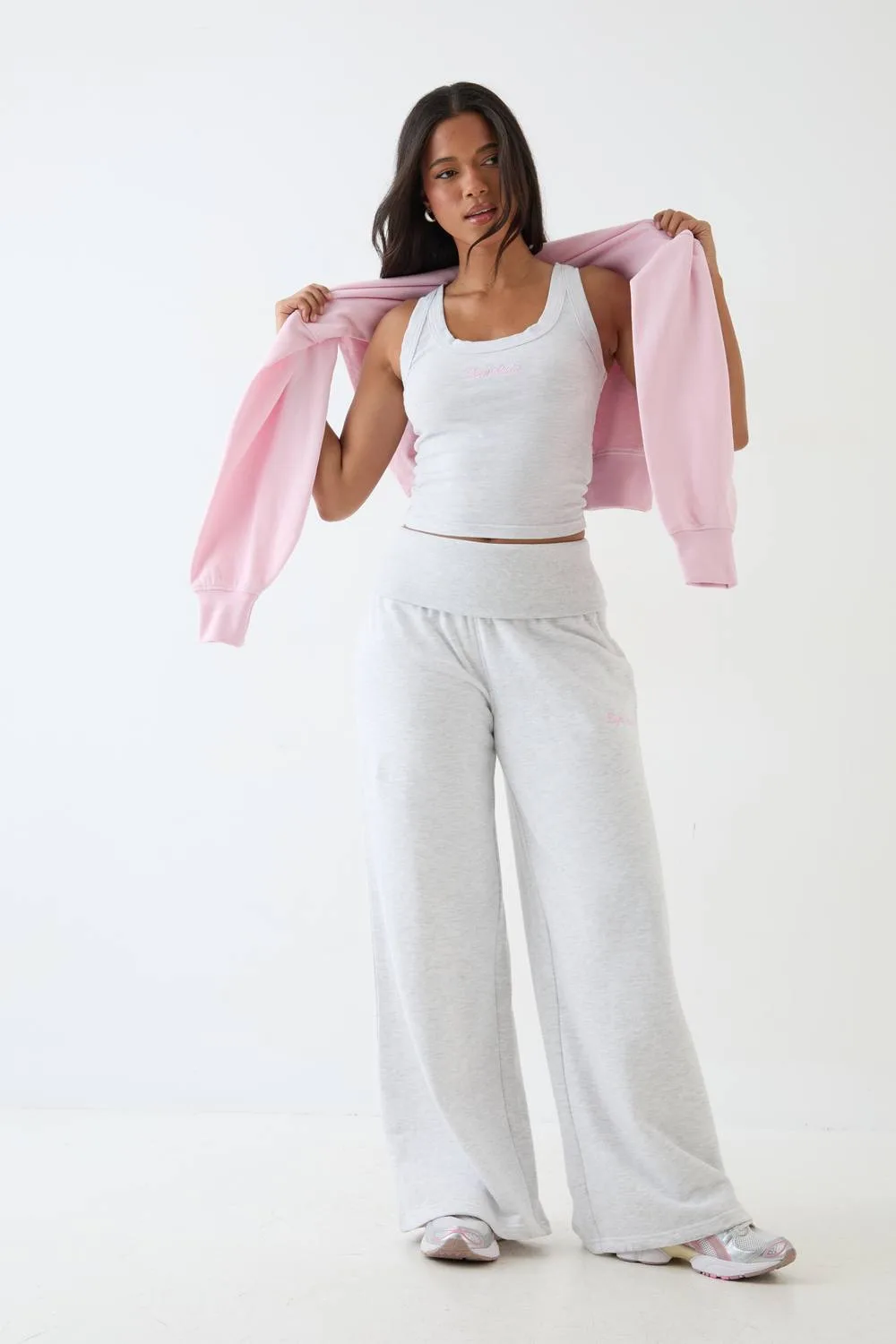 Lightweight Mid Rise Fold Over Waistband Jogger Pants by DSGN Studio