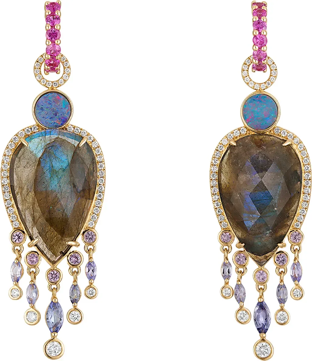 Stone & Diamond Huggie Hoop Earring Charms by EDEN PRESLEY