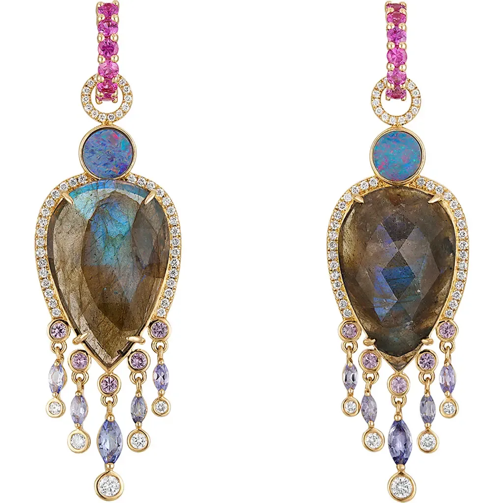 Stone & Diamond Huggie Hoop Earring Charms by EDEN PRESLEY