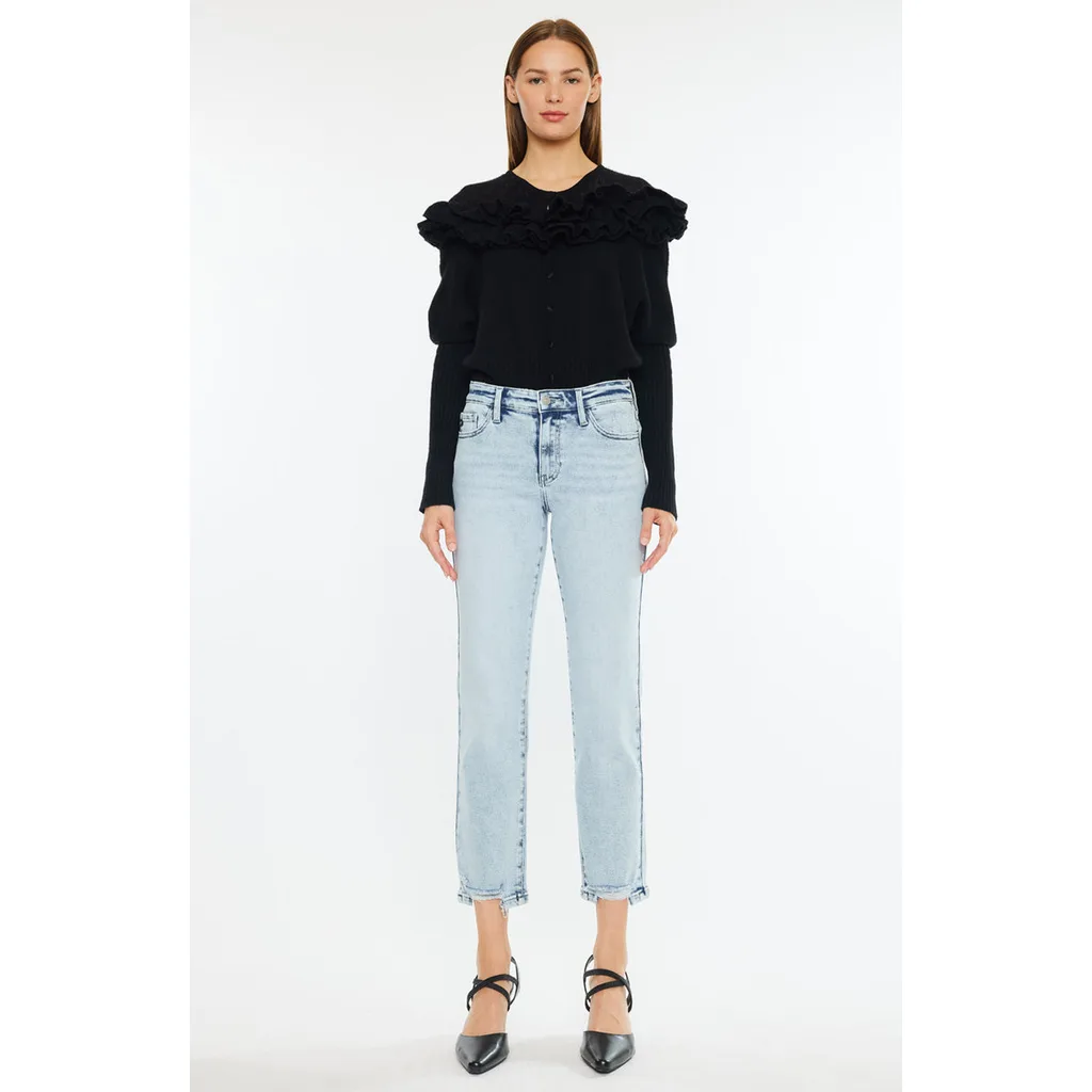 Pam Essentials Mid Rise Crop Straight Jeans by KanCan