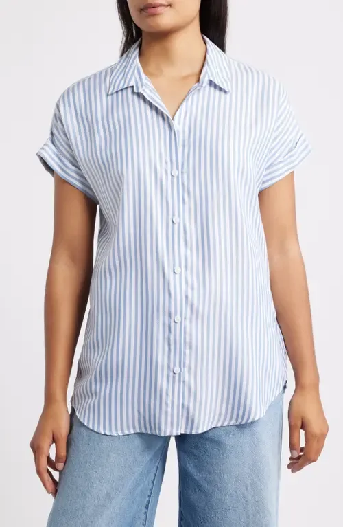 Kenzie Stripe Short Sleeve Button-Up Shirt by beachlunchlounge