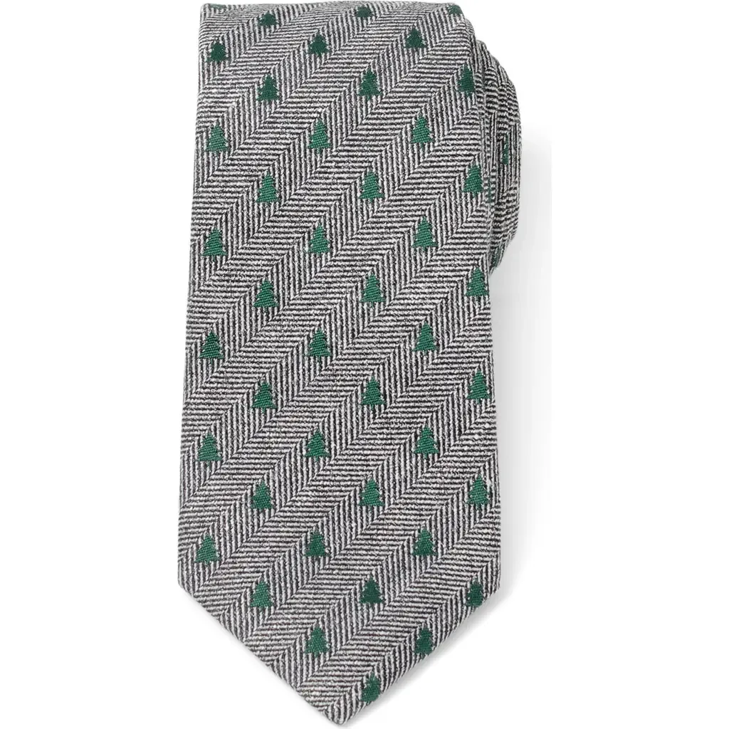 Holiday Tree Silk & Linen Blend Herringbone Tie by Cufflinks, Inc.