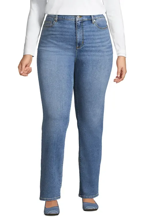 Recover High Rise Straight Leg Blue Jeans by Lands' End