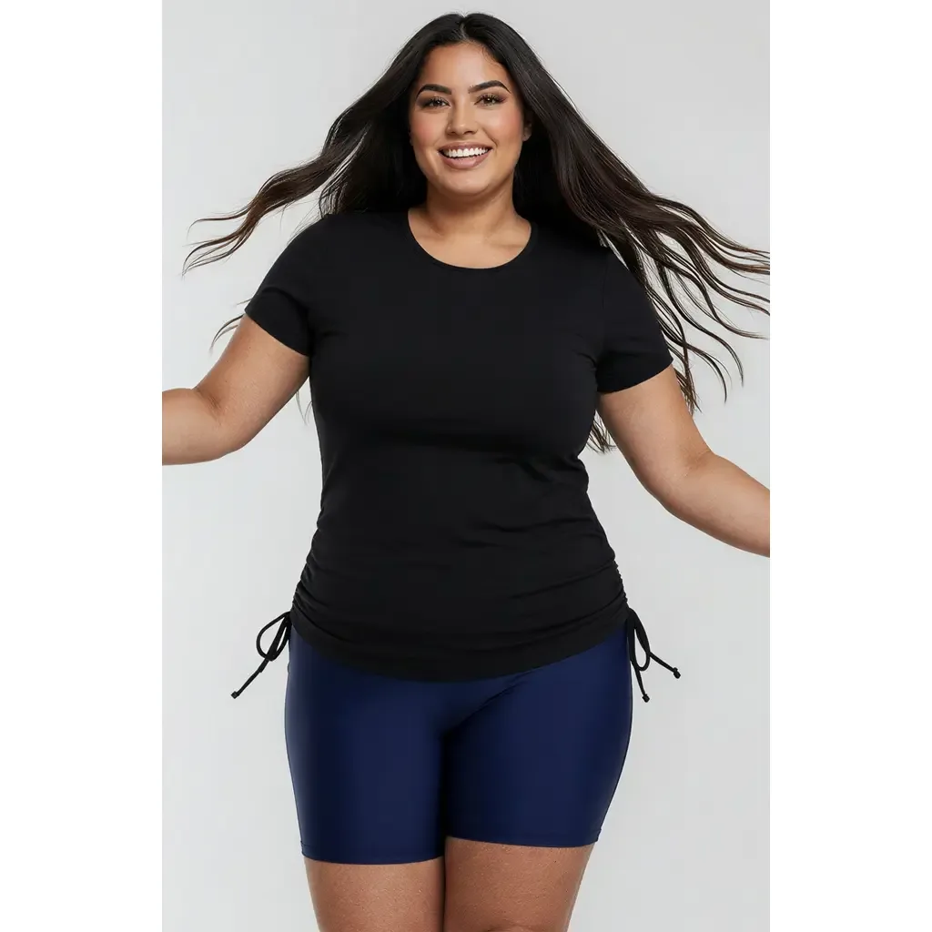 Short Sleeve Adele Swim Top and Mid-Thigh Swim Shorts Set by Calypsa
