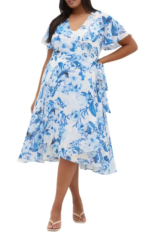 Floral Print Wrap Dress by City Chic