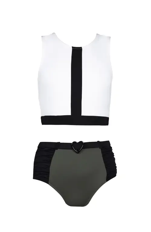 Striped Belt Detail Two Piece Bikini by NESSI BYRD