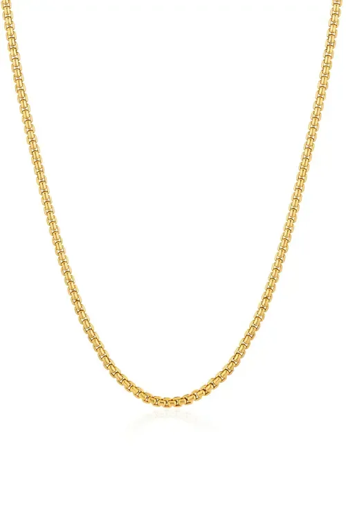 Layer Up Rounded Box Chain Necklace in 18Kt Yellow Gold/Clear Stone by Crislu