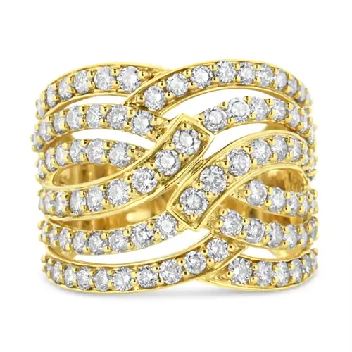 10K Gold 3.00 Cttw Diamond Multi Row Bypass Cocktail Band Ring