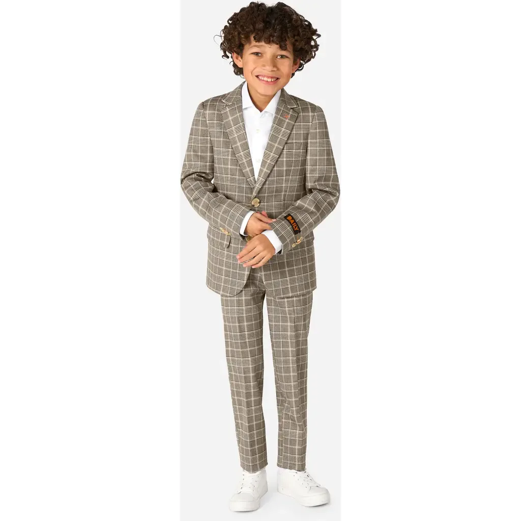 Daily Tan Glen Check Stretch Suit by OppoSuits