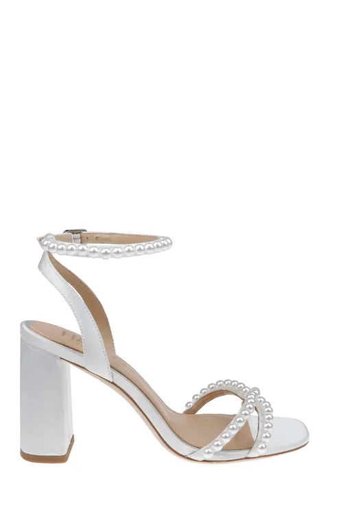 Evie - Mid Block Bridal Heel with Pearl Detail by HARLO Australia