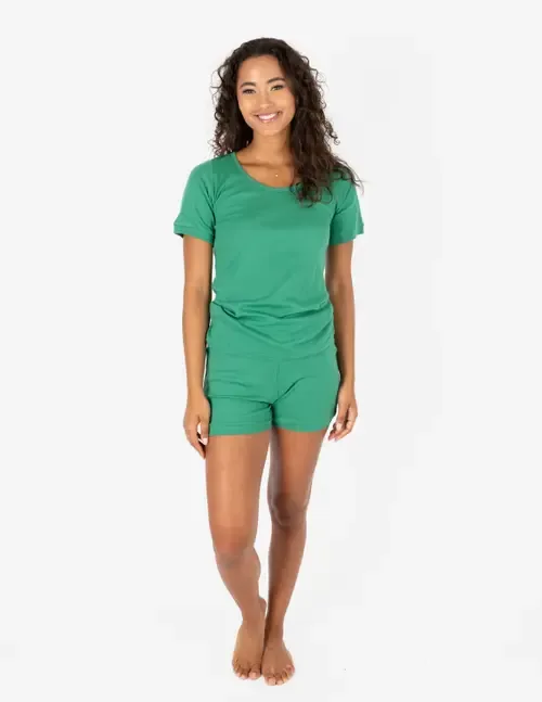 Short Cotton Solid Pajama Set by Leveret