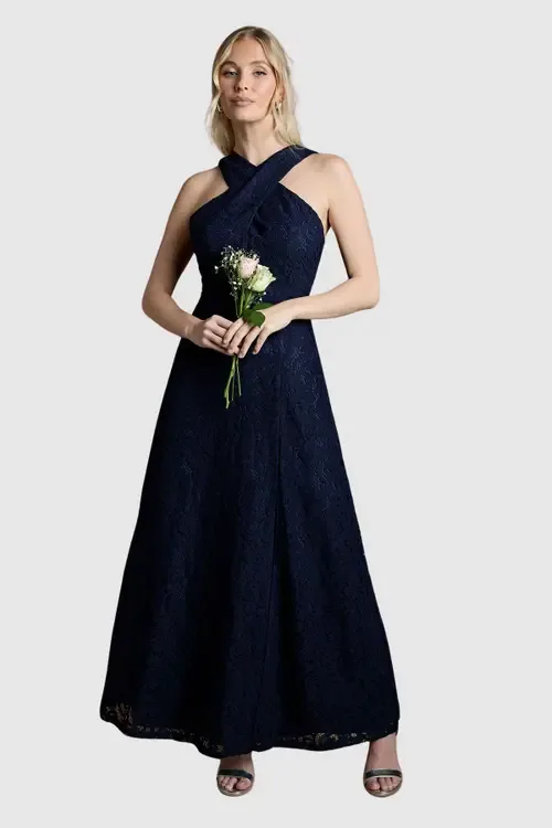 Cross Halter Neck Bridesmaid Maxi Dress by Coast