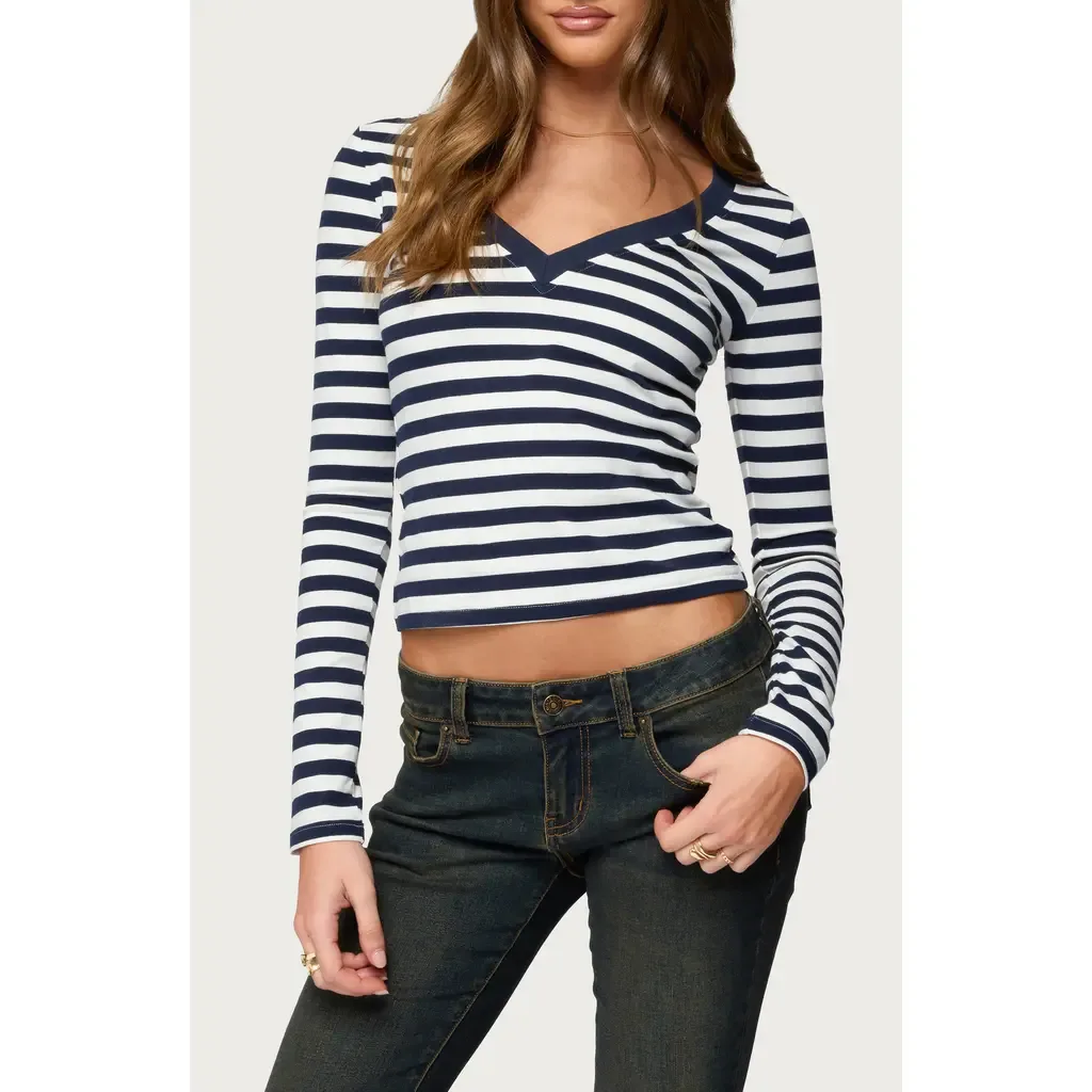 Solly Stripe Long Sleeve Shirt by EDIKTED